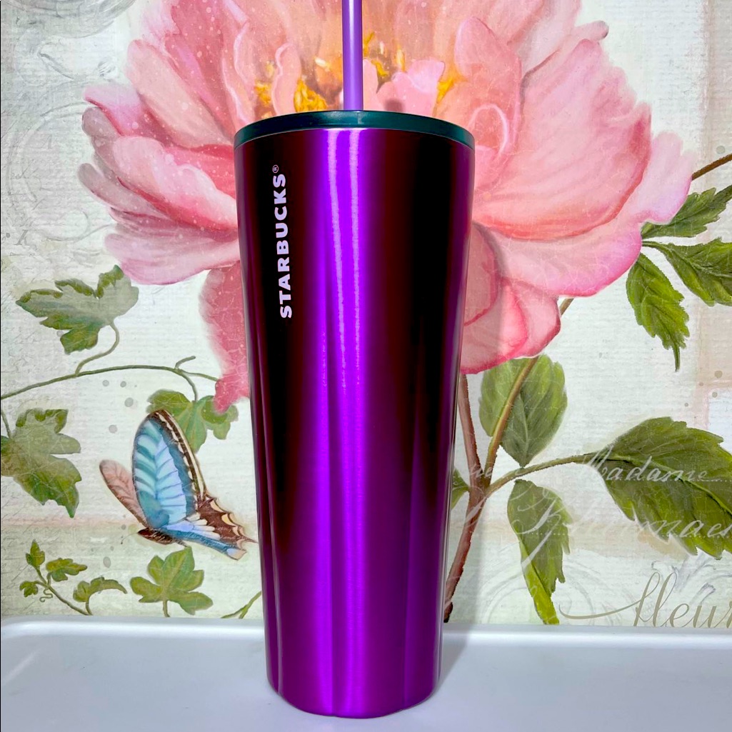 New Starbucks Purple Puffy Stainless Steel Tumbler